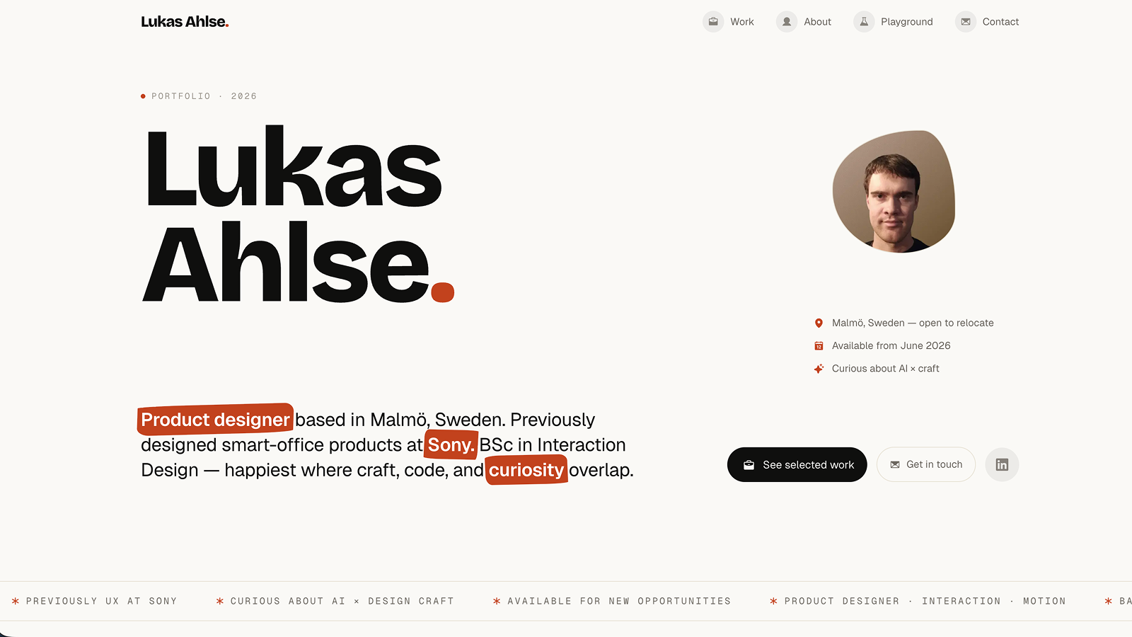 This Portfolio — hero